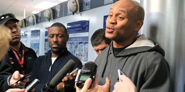 Dallas Cowboys secondary coach Jerome Henderson talks with the media during an introductory interview session of coaching staff members, Thursday, February 14, 2013 at Valley Ranch in Irving, Texas. (John Rhodes/Fort Worth Star-Telegram/MCT)