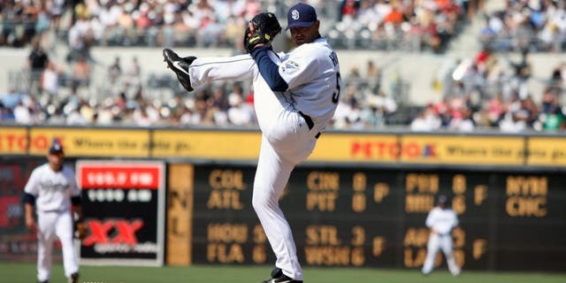SAN DIEGO - AUGUST 5: Trevor Hoffman of the San Diego Padres pitches during the game against the San Francisco Giants at Petco Park in San Diego, California on August 5, 2007. The Padres defeated the Giants 5-4. (Photo by Rich Pilling/MLB Photos via Getty Images)
