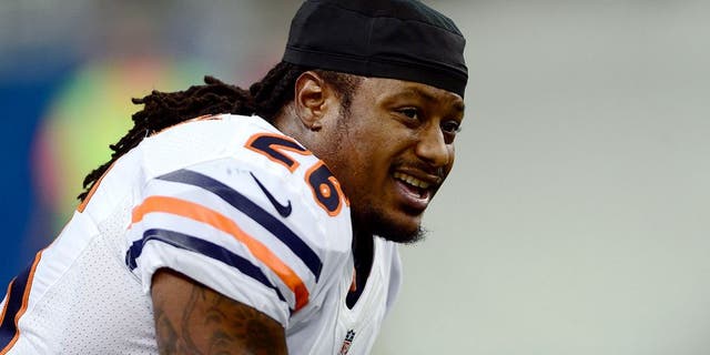 Nov 27, 2014; Detroit, MI, USA; Chicago Bears cornerback Tim Jennings (26) against the Detroit Lions at Ford Field. Mandatory Credit: Andrew Weber-USA TODAY Sports