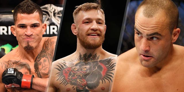 UFC Lightweight Champion Anthony Pettis stands in his corner before facing Rafael dos Anjos in their UFC lightweight championship bout during the UFC 185 event at the American Airlines Center on March 14, 2015 in Dallas, Texas. (Photo by Josh Hedges/Zuffa LLC/Zuffa LLC via Getty Images) Conor McGregor of Ireland reacts to his victory over Jose Aldo of Brazil in their UFC featherweight championship bout during the UFC 194 event inside MGM Grand Garden Arena on December 12, 2015 in Las Vegas, Nevada. (Photo by Christian Petersen/Zuffa LLC/Zuffa LLC via Getty Images) Eddie Alvarez stands in the Octagon before his lightweight fight against Donald Cerrone during the UFC 178 event inside the MGM Grand Garden Arena on September 27, 2014 in Las Vegas, Nevada. (Photo by Josh Hedges/Zuffa LLC/Zuffa LLC via Getty Images)