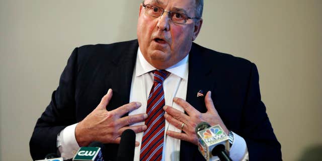 Jan. 8, 2016: Gov. Paul LePage speaks at a news conference at the State House in Augusta, Maine.