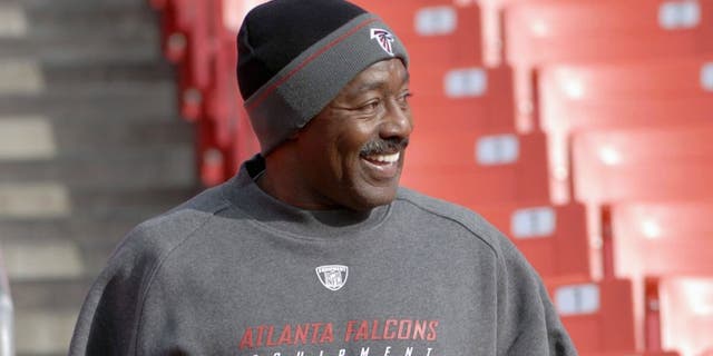 LANDOVER, MD - DECEMBER 3, 2006: Assistant coach for strength and conditioning Billy "White Shoes" Johnson, of the Atlanta Falcons, jogs in the stands prior to a game on December 3, 2006 against the Washington Redskins at Fedex Field in Landover, Maryland. (Photo by: Diamond Images/Getty Images)