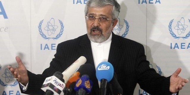Iran's International Atomic Energy Agency (IAEA) ambassador Ali Asghar Soltanieh briefs the media during a board of governors meeting at the UN headquarters in Vienna September 15, 2010. Western powers accused Iran on Wednesday of trying to intimidate the U.N. atomic agency by barring some nuclear inspectors and the United States warned the Islamic state of possible diplomatic consequences. REUTERS/Herwig Prammer (AUSTRIA - Tags: POLITICS)