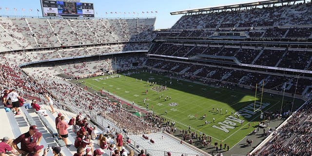 Sep 12, 2015; College Station, TX, USA; A general view while the Texas A&M Aggies and Ball State Cardinals warm up prior to the game at Kyle Field. Mandatory Credit: Thomas B. Shea-USA TODAY Sports