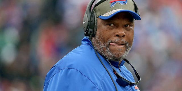 ORCHARD PARK, NY - NOVEMBER 9: Defensive backs coach Donnie Henderson of the Buffalo Bills looks on during NFL game action against the Kansas City Chiefs at Ralph Wilson Stadium on November 9, 2014 in Orchard Park, New York. (Photo by Tom Szczerbowski/Getty Images)
