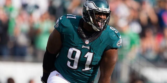 Fletcher Cox reacts after a sack against Tyrod Taylor of the Buffalo Bills (not pictured) in 2015 at the Lincoln Financial Field in Philadelphia. (Photo by Mitchell Leff/Getty Images)