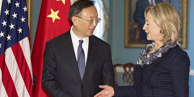 Jan. 5: Chinese Foreign Minister Yang Jiechi and U.S. Secretary of State Hillary Clinton shake hands at the U.S. Department of State in Washington, D.C.