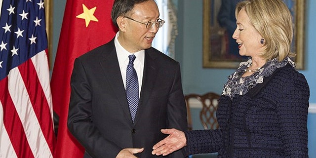 Jan. 5: Chinese Foreign Minister Yang Jiechi and U.S. Secretary of State Hillary Clinton shake hands at the U.S. Department of State in Washington, D.C.