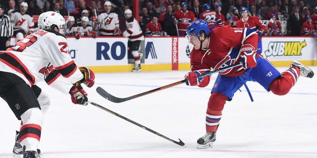 MONTREAL, QC - JANUARY 6: Brendan Gallagher #11 of the Montreal Canadiens takes a shot against the New Jersey Devils in the NHL game at the Bell Centre on January 6, 2016 in Montreal, Quebec, Canada. (Photo by Francois Lacasse/NHLI via Getty Images)