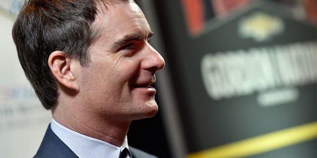 LAS VEGAS, NV - DECEMBER 03: NASCAR Sprint Cup Series driver Jeff Gordon looks on during media availability following the 2015 NASCAR NMPA Myers Brothers Awards Luncheon at Encore Las Vegas on December 3, 2015 in Las Vegas, Nevada. (Photo by David Becker/NASCAR via Getty Images)
