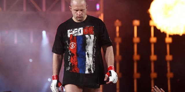 EAST RUTHERFORD, NJ - FEBRUARY 12: Fedor Emelianenko enters the arena for his bout with Antonio Silva at the Strikeforce Heavyweights Grand Prix event at the Izod Center on February 12, 2011 in East Rutherford, New Jersey. (Photo by Esther Lin/Forza LLC via Getty Images)