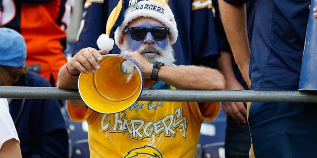 SAN DIEGO, CA - DECEMBER 06: A San Diego Chargers fan sits in the stadium after a game against the Denver Broncos. at Qualcomm Stadium on December 6, 2015 in San Diego, California. The Denver Broncos won 17-3. (Photo by Sean M. Haffey/Getty Images)