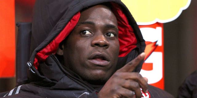 MILAN, ITALY - JANUARY 13: Mario Balotelli of AC Milan looks on before the TIM Cup match between AC Milan and Carpi FC at Stadio Giuseppe Meazza on January 13, 2016 in Milan, Italy. (Photo by Marco Luzzani/Getty Images)