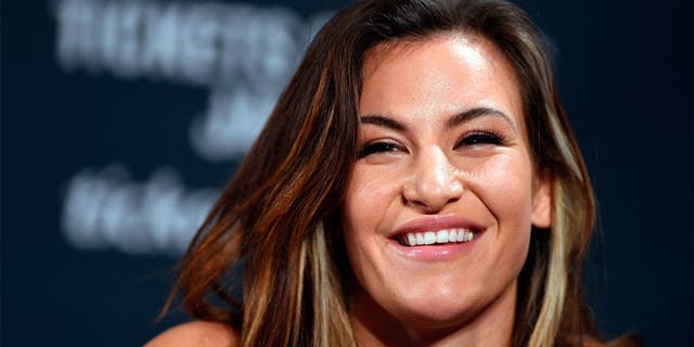 LAS VEGAS, NV - JANUARY 20: UFC women's bantamweight challenger Miesha Tate interacts with he media during the UFC 197 on-sale press conference event inside MGM Grand Hotel & Casino on January 20, 2016 in Las Vegas, Nevada. (Photo by Jeff Bottari/Zuffa LLC/Zuffa LLC via Getty Images)