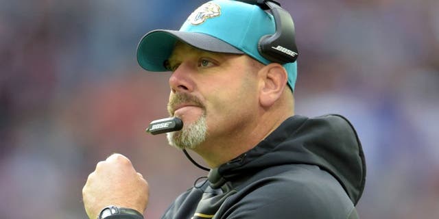 Oct 25, 2015; London, United Kingdom; Jacksonville Jaguars defensive line coach Todd Wash reacts during 34-31 victory against the Buffalo Bills during NFL International Series game at Wembley Stadium. Mandatory Credit: Kirby Lee-USA TODAY Sports