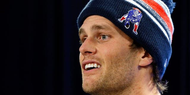 New England Patriots quarterback Tom Brady speaks at a news conference in Foxborough, Mass.