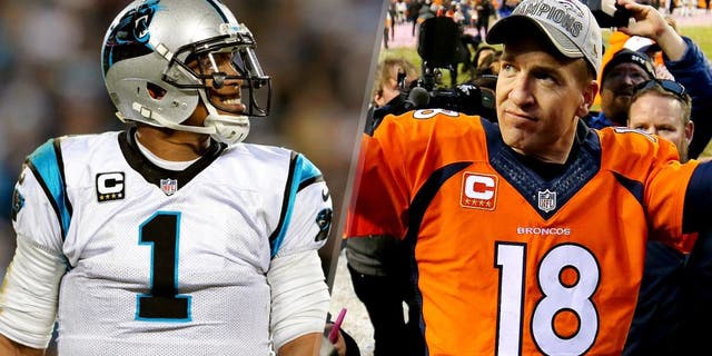 CHARLOTTE, NC - JANUARY 24: Cam Newton #1 of the Carolina Panthers reacts in the third quarter against the Arizona Cardinals during the NFC Championship Game at Bank of America Stadium on January 24, 2016 in Charlotte, North Carolina. (Photo by Grant Halverson/Getty Images) DENVER, CO - JANUARY 24: Peyton Manning #18 of the Denver Broncos celebrates after defeating the New England Patriots in the AFC Championship game at Sports Authority Field at Mile High on January 24, 2016 in Denver, Colorado. The Broncos defeated the Patriots 20-18. (Photo by Justin Edmonds/Getty Images)