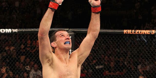 SYDNEY, AUSTRALIA - FEBRUARY 27: Anthony Perosh of Australia celebrates after winning by submission over Tom Blackledge of England during their Light-Heavyweight bout at UFC 127 at Acer Arena on February 27, 2011 in Sydney, Australia. (Photo by Josh Hedges/Zuffa LLC/Zuffa LLC via Getty Images ) *** Local Caption *** Anthony Perosh