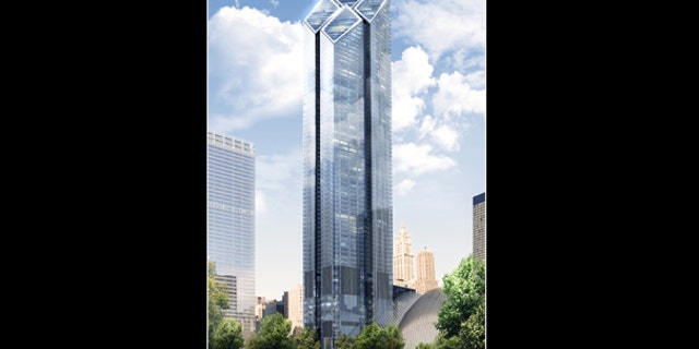 A computer rendering of the new World Trade Center's Tower 2.