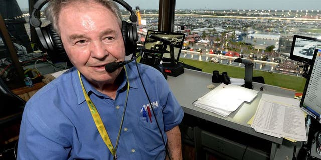 Jul 5, 2014; Daytona Beach, FL, USA; Motor Racing Network radio announcer Barney Hall pauses for a portrait in the radio booth during a rain delay for the Coke Zero 400 at Daytona International Speedway. With more than 50 years of calling races, the 82-year-old Hall will remain a vibrant part of Motor Racing Network broadcasts, but tonight s Coke Zero 400 will be his final as MRN s lead play-by-play announcer in the booth. Mandatory Credit: John David Mercer-USA TODAY Sports