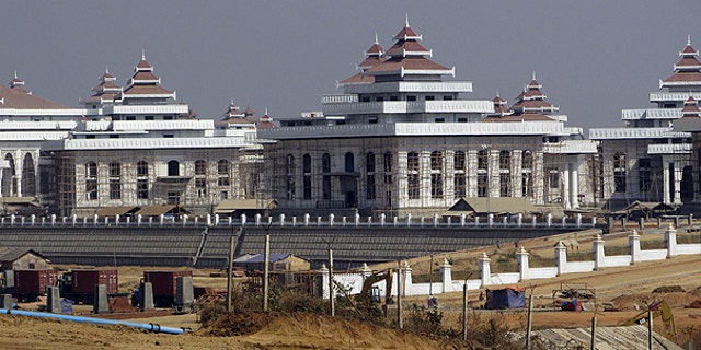 In this photo taken Feb. 6, 2010, new parliament buildings are under construction in Naypyitaw.
