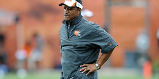BEREA, OHIO - JULY 29, 2013: Defensive coordinator Ray Horton of the Cleveland Browns stands on the field during practice at the Cleveland Browns Headquarters in Berea, Ohio on July 29, 2013. (Photo by David Dermer/Diamond Images/Getty Images)