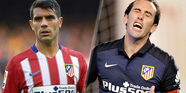 L - BARCELONA, SPAIN - JANUARY 30: Augusto Fernandez of Atletico de Madrid looks on during the La Liga match between FC Barcelona and Atletico de Madrid at Camp Nou on January 30, 2016 in Barcelona, Spain. (Photo by Manuel Queimadelos Alonso/Getty Images) R - MADRID, SPAIN - DECEMBER 30: Diego Godin of Club Atletico de Madrid reacts after failing to score during the La Liga match between Club Atletico de Madrid and Rayo Vallecano de Madrid at Estadio de Vallecas on December 30, 2015 in Madrid, Spain. (Photo by Denis Doyle/Getty Images)
