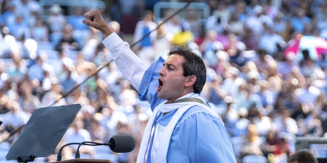 Rye Barcott speaking at UNC's commencement