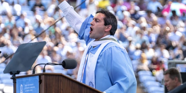 Rye Barcott speaking at UNC's commencement