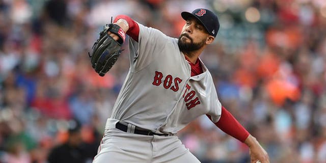Boston Red Sox pitcher David Price throws against the Baltimore Orioles in the first inning of a baseball game, Saturday, June 3, 2017, in Baltimore.(AP Photo/Gail Burton)