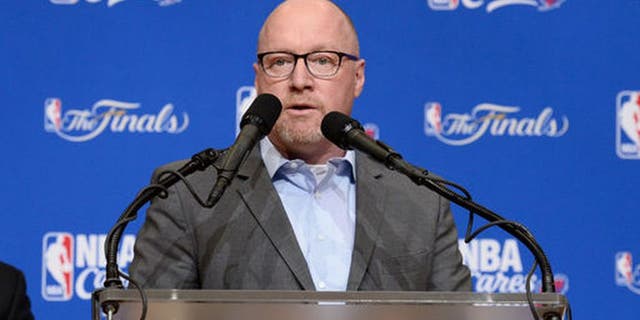 CLEVELAND, OH - JUNE 28 General Manager David Griffin of the Cleveland Cavaliers speaks to the guests at the 2017 NBA Finals Cares Legacy Project as part of the 2017 NBA Finals on June 8, 2017 at Boys & Girls Clubs of Cleveland at East Tech High School in Cleveland, Ohio. NOTE TO USER: User expressly acknowledges and agrees that, by downloading and or using this photograph, User is consenting to the terms and conditions of the Getty Images License Agreement. Mandatory Copyright Notice: Copyright 2017 NBAE (Photo by David Dow/NBAE via Getty Images)