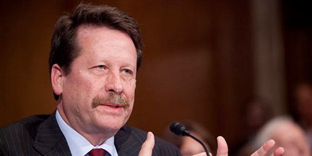 FILE - In this Nov. 17, 2015 file photo, Dr. Robert Califf, President Barack Obama's nominee to lead the Food and Drug Administration (FDA), testifies on Capitol Hill in Washington. The Senate has confirmed Califf to be commissioner of the FDA. Senators voted 89-4 Wednesday, Feb. 24, 2016, to confirm Califf after a handful of Democrats delayed action in a protest over the agencys inaction on the abuse of opioid painkillers.  (AP Photo/Pablo Martinez Monsivais, File)