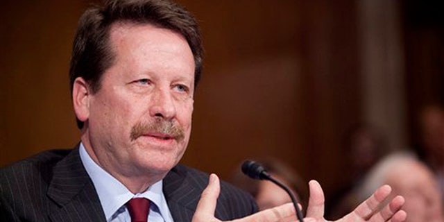 FILE - In this Nov. 17, 2015 file photo, Dr. Robert Califf, President Barack Obama's nominee to lead the Food and Drug Administration (FDA), testifies on Capitol Hill in Washington. The Senate has confirmed Califf to be commissioner of the FDA. Senators voted 89-4 Wednesday, Feb. 24, 2016, to confirm Califf after a handful of Democrats delayed action in a protest over the agencys inaction on the abuse of opioid painkillers. (AP Photo/Pablo Martinez Monsivais, File)