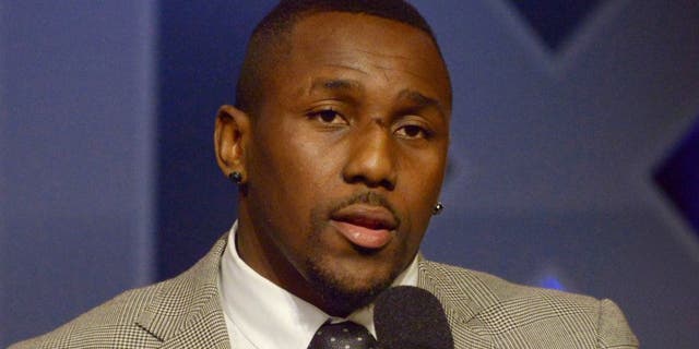 Jan 30, 2015; Phoenix, AZ, USA; Carolina Panthers linebacker Thomas Davis speaks during the Walter Payton man of the year press conference at the Phoenix Convention Center. Mandatory Credit: Kirby Lee-USA TODAY Sports