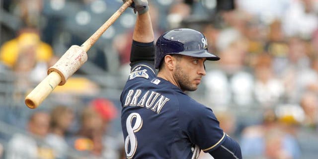 PITTSBURGH, PA - SEPTEM BER 13: Ryan Braun #8 of the Milwaukee Brewers in action during the game against the Pittsburgh Pirates at PNC Park on September 13, 2015 in Pittsburgh, Pennsylvania. (Photo by Justin K. Aller/Getty Images)