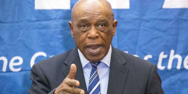 Chairman of the FIFA monitoring committee for Israel and Palestine, Tokyo Sexwale, speaks during a press conference in the Israeli Mediterranean coastal city of Tel Aviv, on October 2, 2015. Sexwale attended his first meeting in the Middle East following an initial meeting in Zurich with representatives from Israel and Palestine who confirmed their will to advance dialogue, an invitation from FIFA said. AFP PHOTO / JACK GUEZ (Photo credit should read JACK GUEZ/AFP/Getty Images)