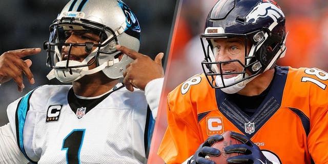 Cam Newton #1 of the Carolina Panthers warms up before the NFC Championship Game against the Arizona Cardinals at Bank Of America Stadium on January 24, 2016 in Charlotte, North Carolina. (Photo by Scott Cunningham/Getty Images) Quarterback Peyton Manning #18 of the Denver Broncos looks to pass during the AFC Championship game against the New England Patriots at Sports Authority Field at Mile High on January 24, 2016 in Denver, Colorado. The Broncos defeated the Patriots 20-18. (Photo by Christian Petersen/Getty Images)
