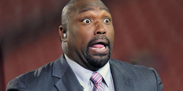 NFL former player Warren Sapp reacts on stage before a game between the Carolina Panthers and the Tampa Bay Buccaneers at Raymond James Stadium. (Steve Mitchell-USA TODAY Sports)