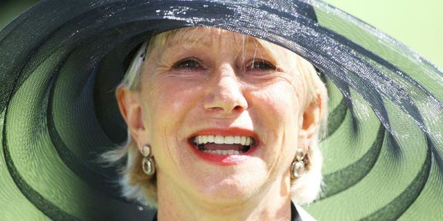 ASCOT, UNITED KINGDOM - JUNE 19: Dame Helen Mirren laughs in the Parade Ring during Ladies Day on June 19, 2008 in Ascot, England. (Photo by Chris Jackson/Getty Images)