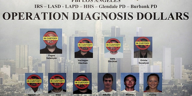 This composite photo released by the FBI Oct. 13, 2010, shows 10 suspects indicted in Los Angeles as part of an FBI investigation, dubbed Operation Diagnosis Dollars, which targeted the largest Medicare fraud ring by one criminal enterprise in the program's history.