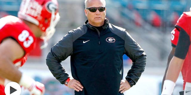 Nov 1, 2014; Jacksonville, FL, USA; Georgia Bulldogs head coach Mark Richt against the Florida Gators works out prior to the game at EverBank Field. Mandatory Credit: Kim Klement-USA TODAY Sports