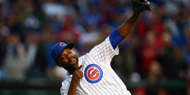 October 13, 2015; Chicago, IL, USA; Chicago Cubs relief pitcher Fernando Rodney (57) reacts after he is relieved in the seventh inning against St. Louis Cardinals in game four of the NLDS at Wrigley Field. Mandatory Credit: Jerry Lai-USA TODAY Sports