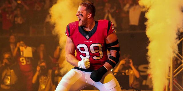 Dec 13, 2015; Houston, TX, USA; Houston Texans defensive end J.J. Watt (99) walks onto the field before a game against the New England Patriots at NRG Stadium. The Patriots defeated the Texans 27-6. Mandatory Credit: Troy Taormina-USA TODAY Sports