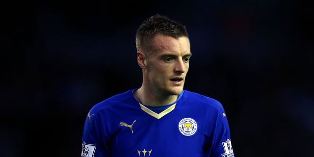 LIVERPOOL, ENGLAND - DECEMBER 26: Jamie Vardy of Leicester City looks on during the Barclays Premier League match between Liverpool and Leicester City at Anfield on December 26, 2015 in Liverpool, England. (Photo by Chris Brunskill/Getty Images)