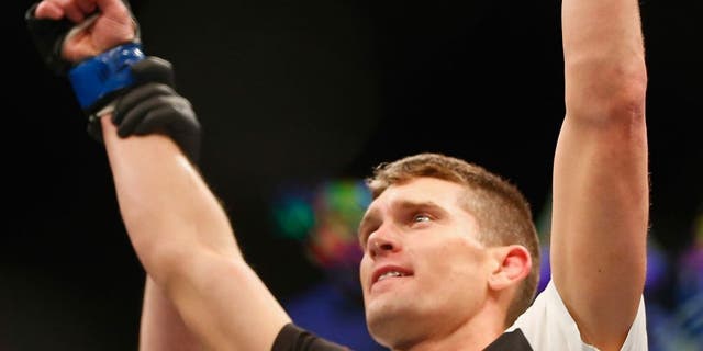 LAS VEGAS, NV - FEBRUARY 06: Stephen Thompson celebrates after defeating Johny Hendricks in their welterweight fight during the UFC Fight Night event at MGM Grand Garden Arena on February 6, 2016 in Las Vegas, Nevada. (Photo by Jamie Squire /Zuffa LLC/Zuffa LLC via Getty Images)