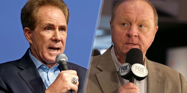 CHARLOTTE, NC - JANUARY 19: Darrell Waltrip makes a point about fellow former NASCAR driver Jeff Gordon leaving the race car for the television booth during the NASCAR 2016 Charlotte Motor Speedway Media Tour on January 19, 2016 in Charlotte, North Carolina. Bob Leverone / NASCAR via Getty Images (Photo by Bob Leverone/NASCAR via Getty Images) USA -Feb 13: Larry McReynolds with Fox Sports conducts an interview during the 2014 NASCAR Media Day at the Daytona International Speedway on Feb 13, 2014 in the United States. (Photo by Jim Fluharty/NASCAR Illustrated/Sporting News via Getty Images)