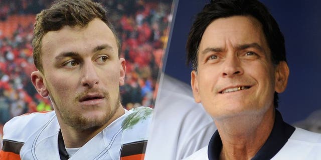 Quarterback Johnny Manziel #2 of the Cleveland Browns walks off the field, after losing to the Kansas City Chiefs on December 27, 2015 at Arrowhead Stadium in Kansas City, Missouri. (Photo by Peter G. Aiken/Getty Images) Actor Charlie Sheen takes part in an on field ceremony prior to MLB game action between the Chicago White Sox and the Toronto Blue Jays August 14, 2012 at Rogers Centre in Toronto, Ontario, Canada. (Photo by Brad White/Getty Images)