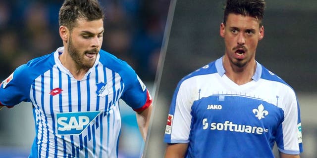 SINSHEIM, GERMANY - SEPTEMBER 23: Kevin Volland of Hoffenheim during the bundesliga match between 1899 Hoffenheim and Borussia Dortmund at Wirsol Rhein-Neckar-Arena on September 23, 2015 in Sinsheim, Germany. (Photo by Alexander Scheuber/Bongarts/Getty Images) DARMSTADT, GERMANY - NOVEMBER 27: Sandro Wagner of Darmstadt co during the Bundesliga match between SV Darmstadt 98 and 1. FC Koeln at Merck-Stadion am Boellenfalltor on November 27, 2015 in Darmstadt, Germany. (Photo by Alex Grimm/Bongarts/Getty Images)