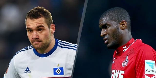 HAMBURG, GERMANY - JANUARY 22: Pierre-Michel Lasogga of SV Hamburg looks on during the Bundesliga match between Hamburger SV and FC Bayern Muenchen at Volksparkstadion on January 22, 2016 in Hamburg, Germany. (Photo by Stuart Franklin/Bongarts/Getty Images) BERLIN, GERMANY - SEPTEMBER 22: Anthony Modeste of Koeln reacts during the Bundesliga match between Hertha BSC Berlin and 1. FC koelm at Olympiastadion on September 22, 2015 in Berlin, Germany. (Photo by Martin Rose/Bongarts/Getty Images)