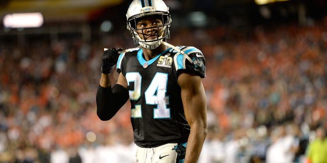 SANTA CLARA, CA - FEBRUARY 07: Josh Norman (24) of the Carolina Panthers yanks at his chin strap after the Broncos score a touchdown in the fourth quarter. The Denver Broncos played the Carolina Panthers in Super Bowl 50 at Levi's Stadium in Santa Clara, Calif. on February 7, 2016. (Photo by AAron Ontiveroz/The Denver Post via Getty Images)